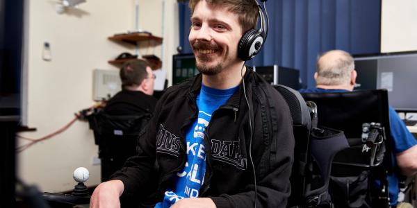 On the computer at Newlands House