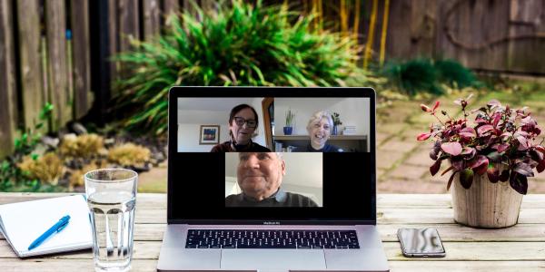 Andrew on zoom with volunteers