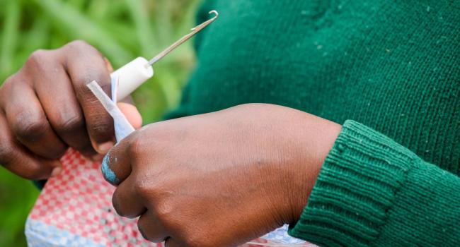 GEC student knitting