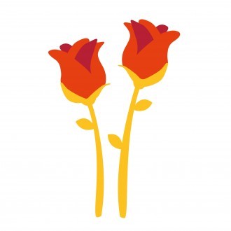 The Shared Memories logo, a dark orange flower on a lighter orange stem