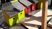 five bird boxes made by the Can Doers