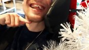 Colin wearing a Santa hat