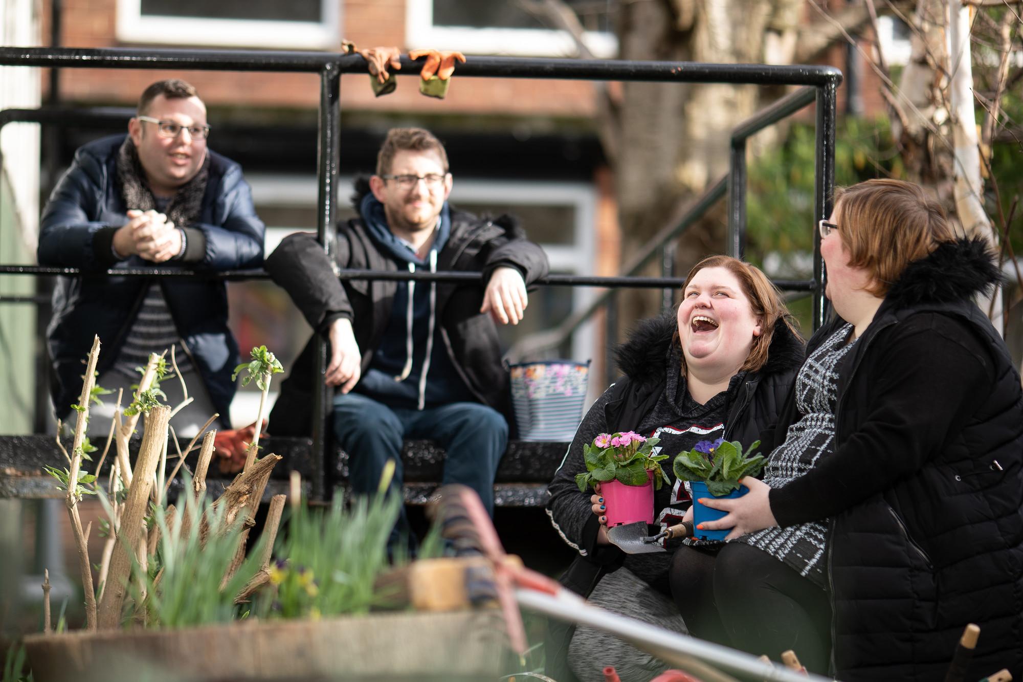 Can Doers Michael, Adam, Chelsea and Jenna taking part in the Can Do Newcastle Garden Project