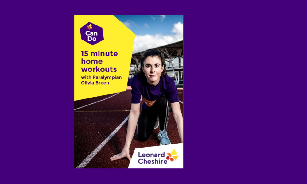 15 minute home workouts front cover which features a woman in the start position. It's on a purple background