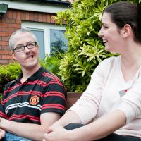 Resident and staff member at Cheshire House Inverness