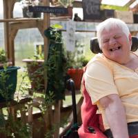 Heatherley service user in garden