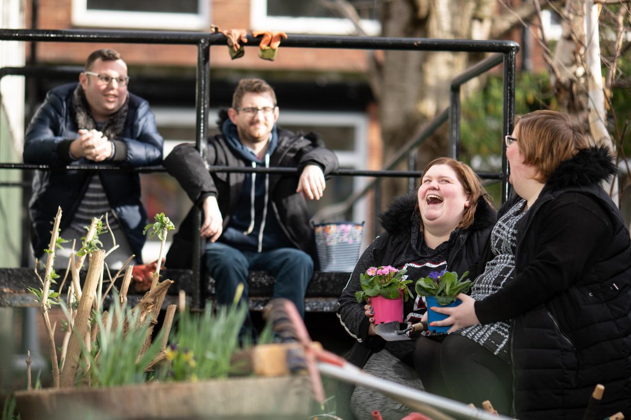Can Doers Michael, Adam, Chelsea and Jenna taking part in the Can Do Newcastle Garden Project