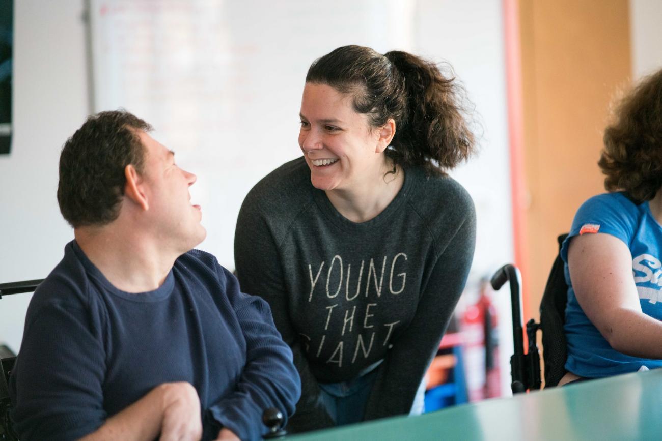 Steve, a resident at Gloucestershire House, with Samantha, a volunteer