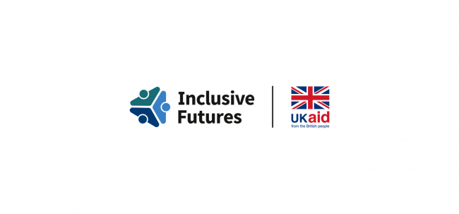 Inclusive Futures logo and UKaid from the British people logo