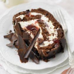 A delicious Chocolate Roulade presented on a plate