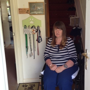 Sue, who was part of our Home Truths campaign, at home