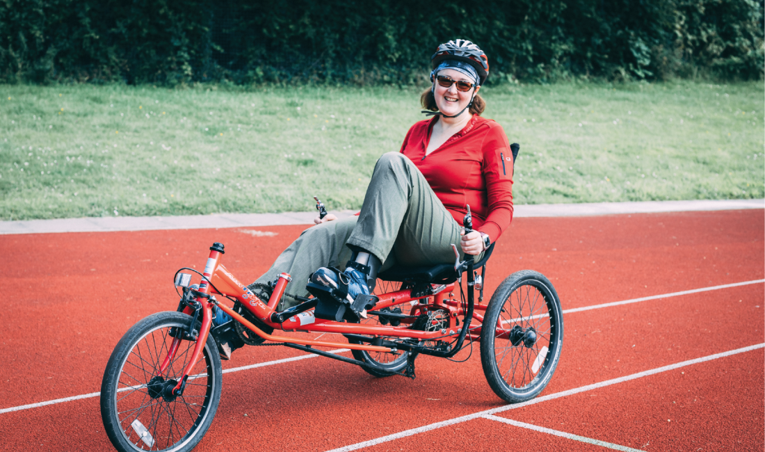 Debbie on an adapted bike